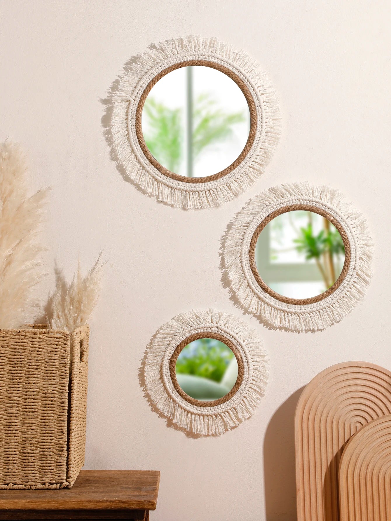 Boho Chic Round Wall Mirror Tapestry