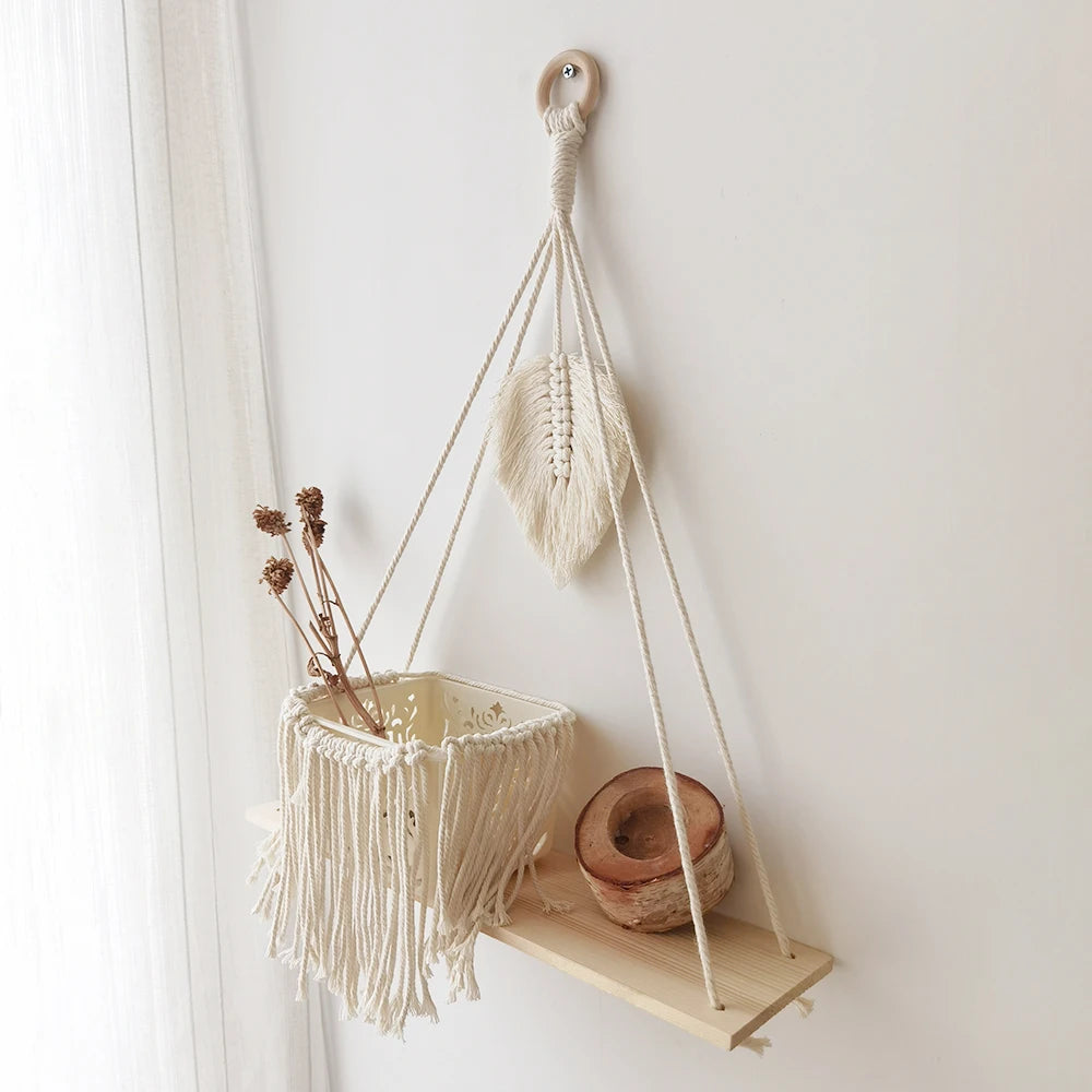 Boho Chic Wooden Floating Shelves