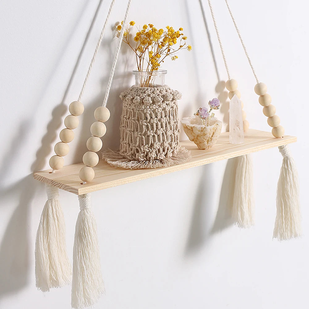 Boho Chic Wooden Floating Shelves