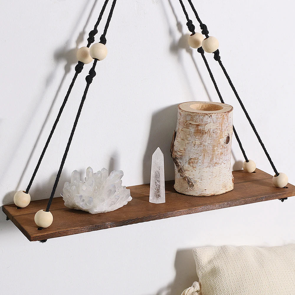 Boho Chic Wooden Floating Shelves