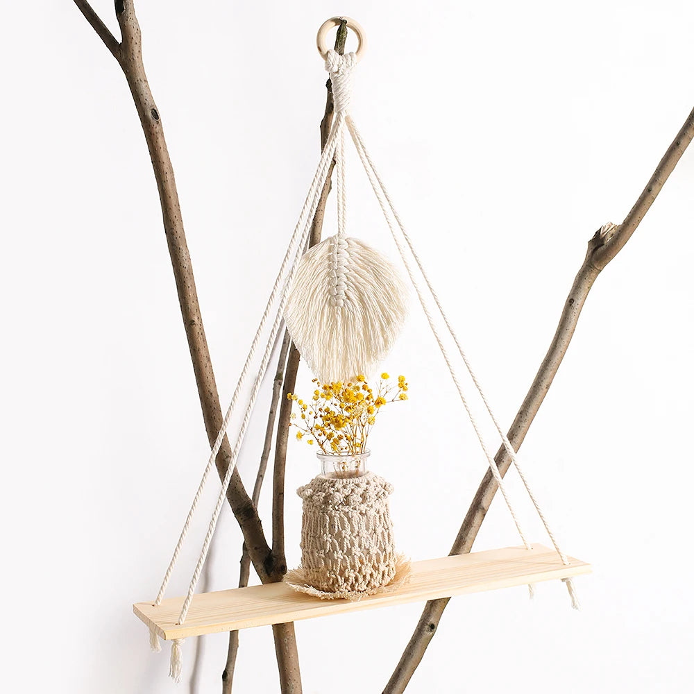 Boho Chic Wooden Floating Shelves