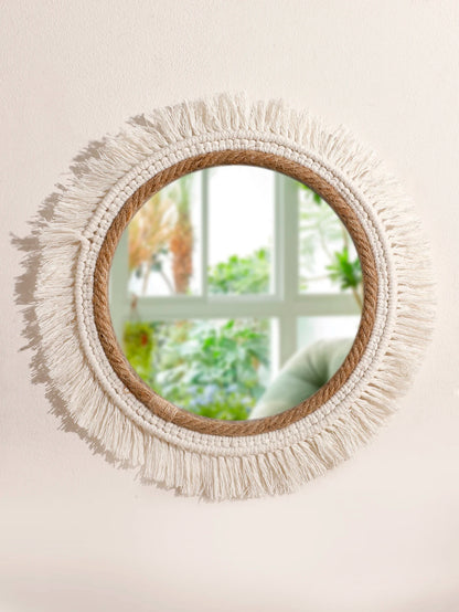 Boho Chic Round Wall Mirror Tapestry